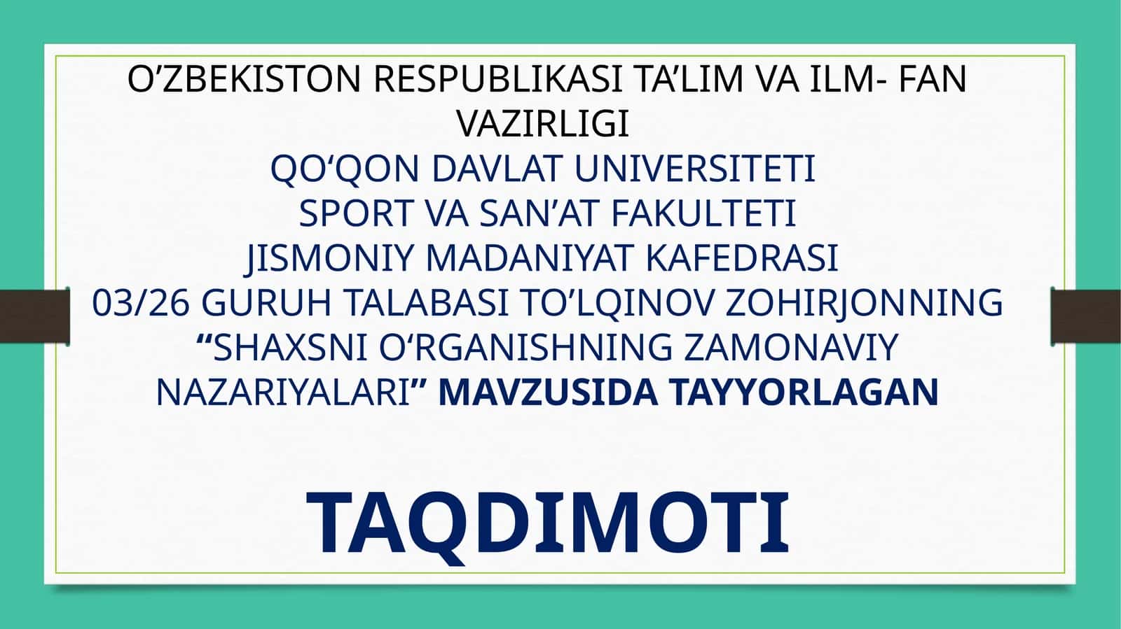 Shaxsni o‘rganishning zamonaviy nazariyalari