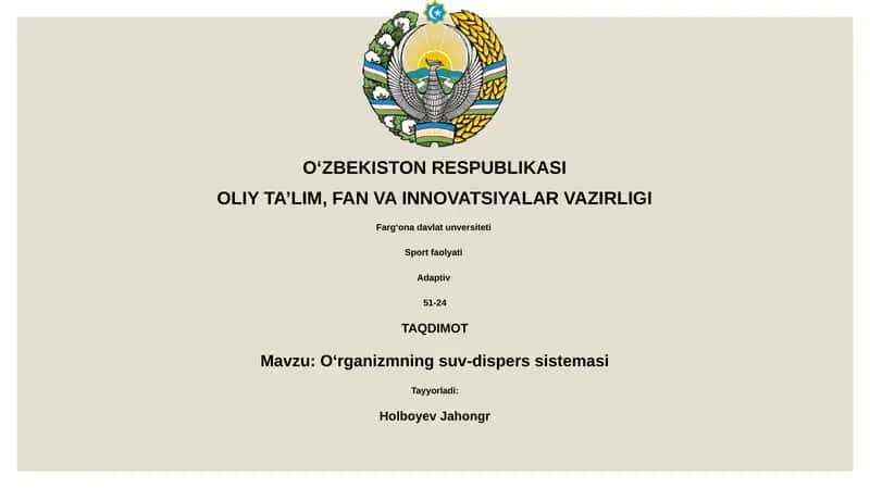 Organizmning suv-dispers sistemasi