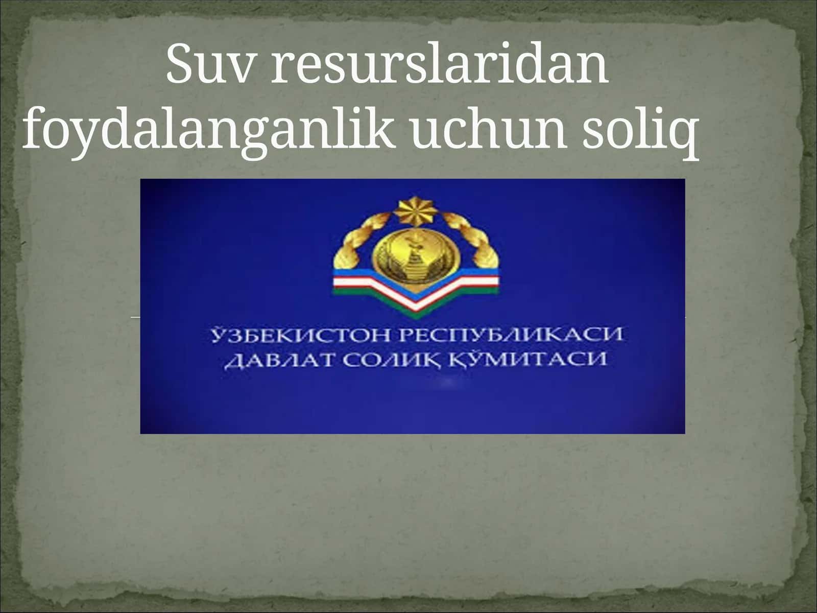Suv resurslaridan foydalanganlik uchun soliq