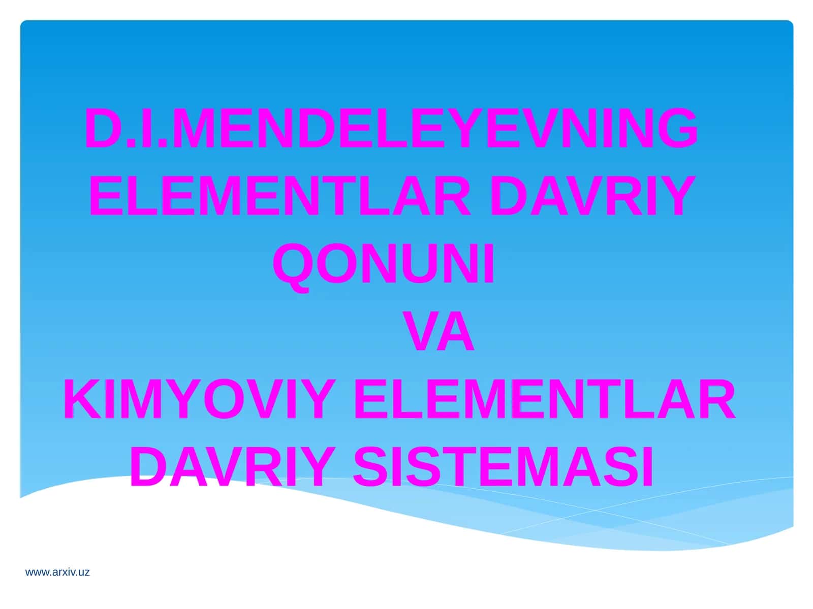 Kimyoviy Elementlarning Davriy Qonuni