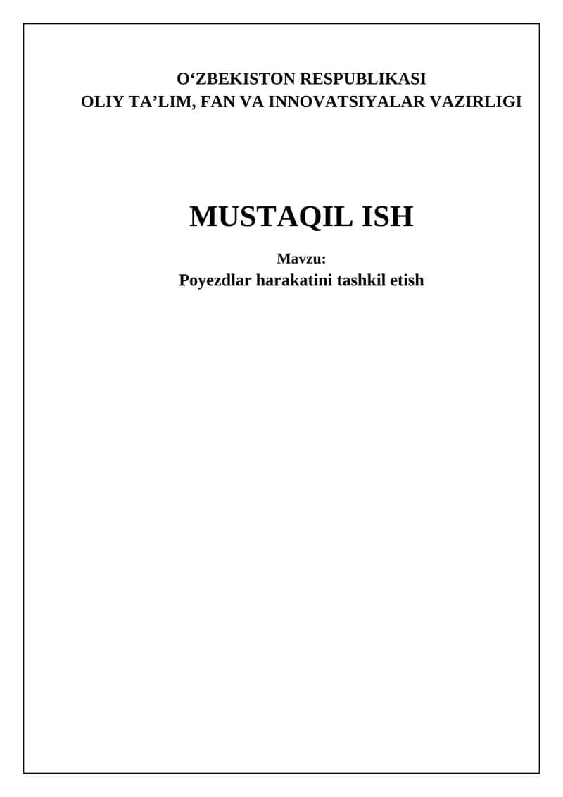 Poyezdlar harakatini tashkil etish