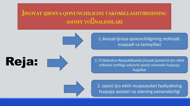 Jinoyat-ijroiya qonunchiligini takomillashtirishning asosiyyoʻnalishlari