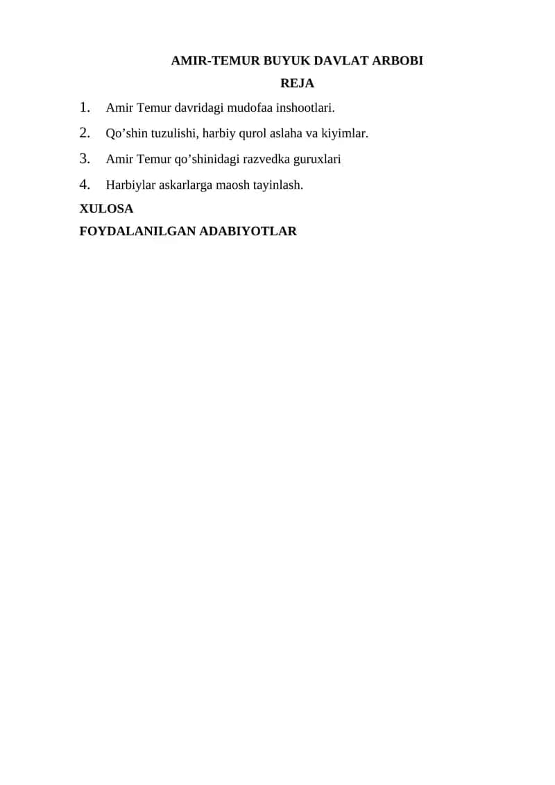 AMIR-TEMUR BUYUK DAVLAT ARBOBI