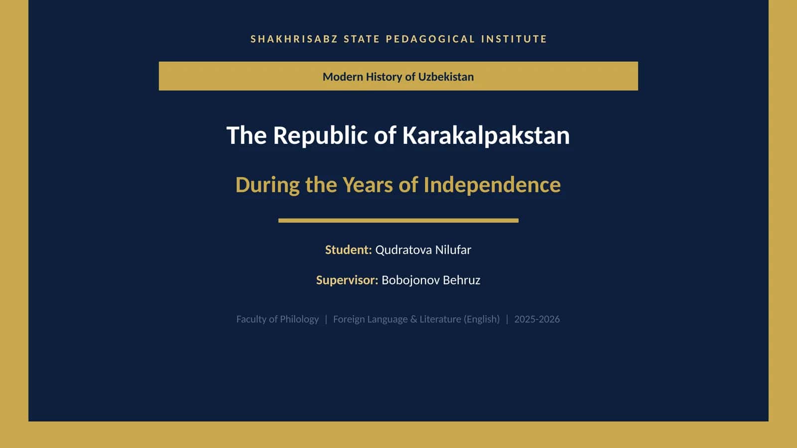 Modern History of Uzbekistan