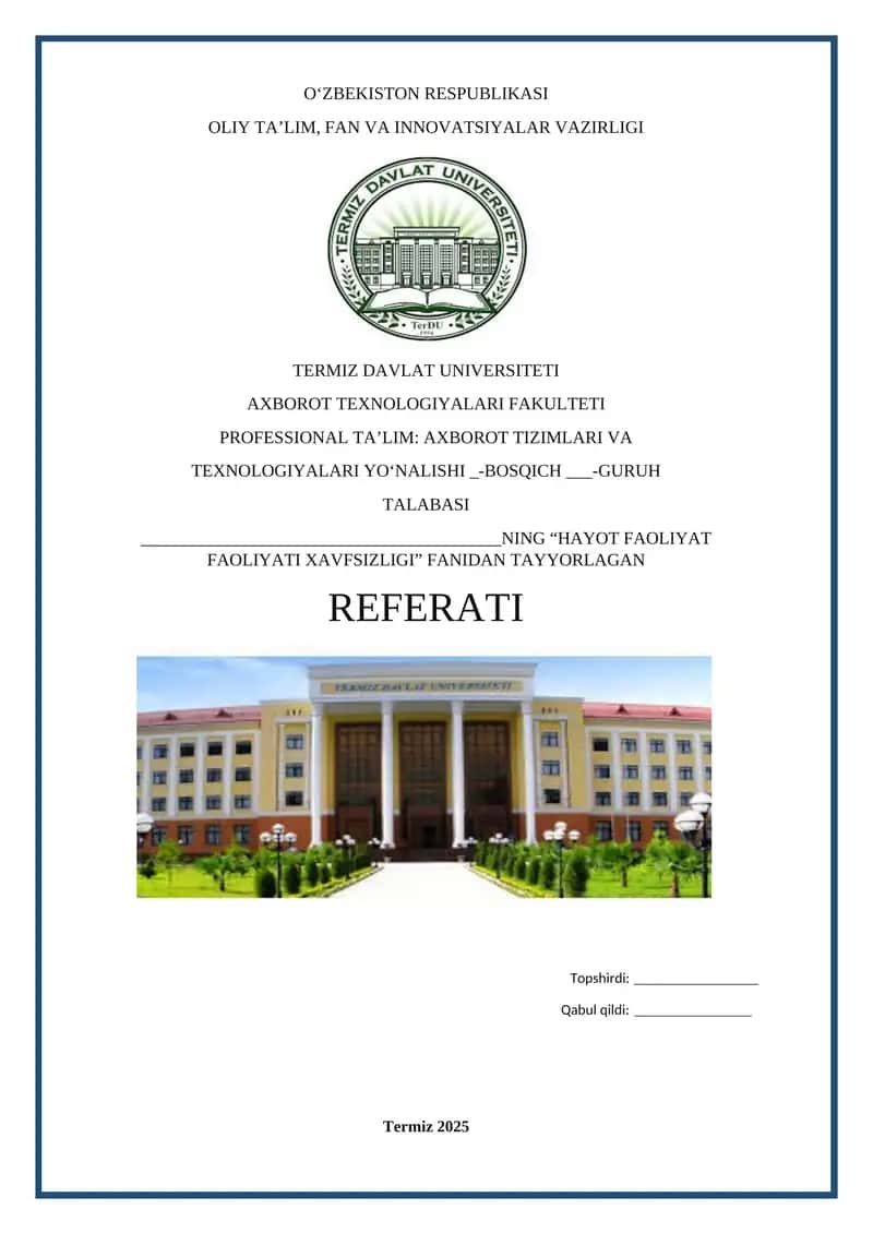 BIRINCHI TIBBIY YORDAMNING AHAMIYATI VA UNI BAJARISHNING UMUMIY QOIDALARI