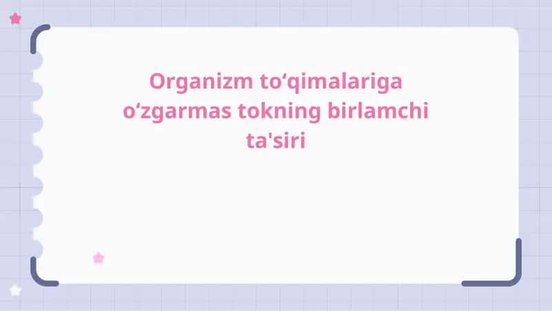 Organizm toʻqimalariga oʻzgarmas tokning birlamchi ta'siri