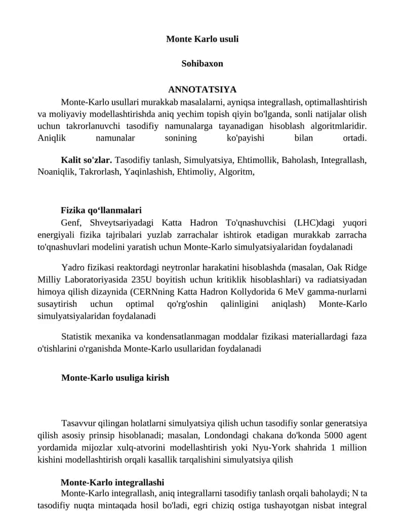 Monte Karlo usuli