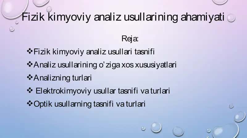 Fizik kimyoviy analiz usullari