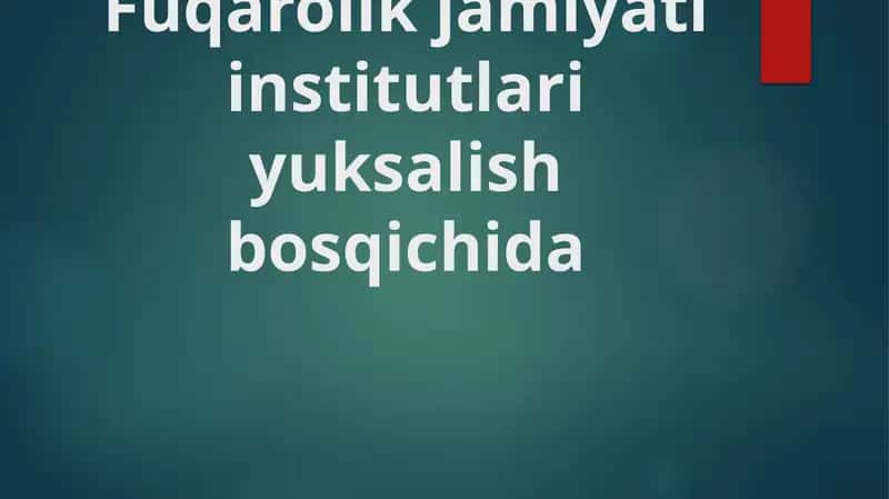 Fuqarolik jamiyati institutlari yuksalish bosqichida