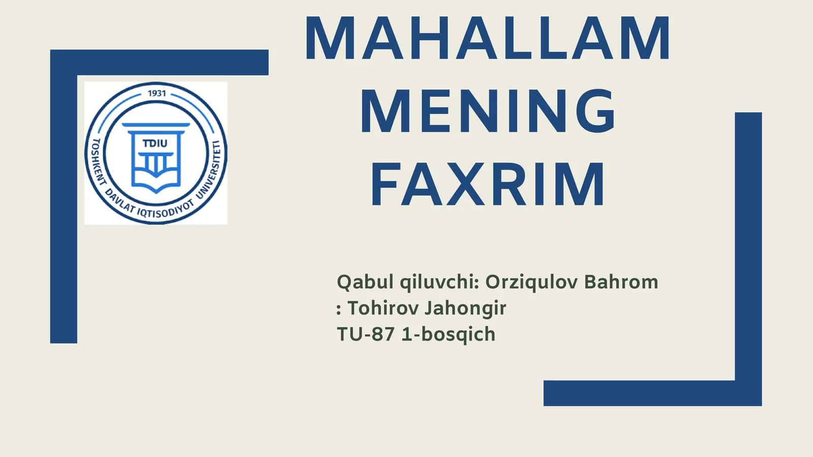Mening mahallam mening faxrim