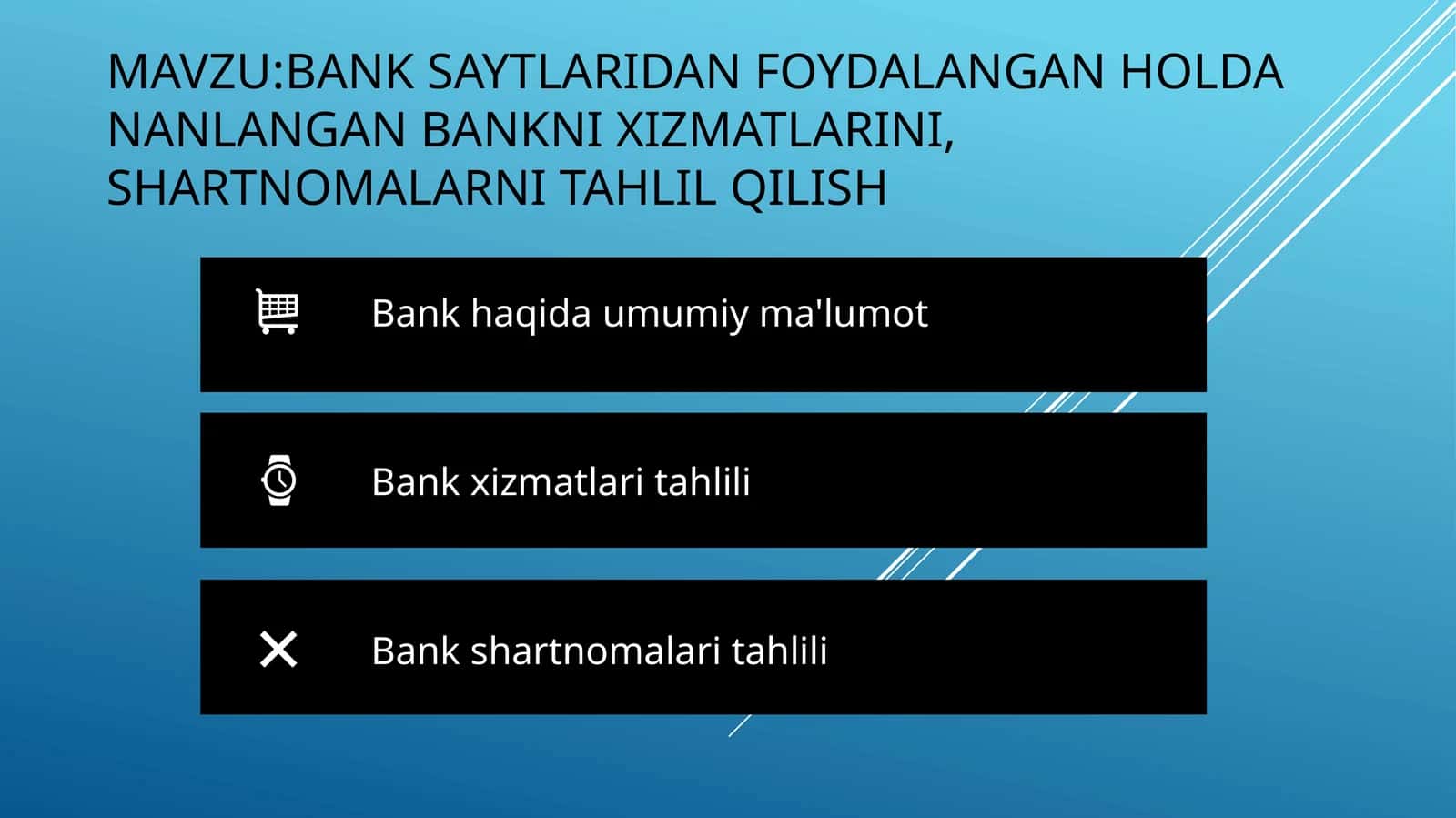 Bank Saytlaridan Foydalangan Holda Bank Xizmatlarini Tahlil Qilish