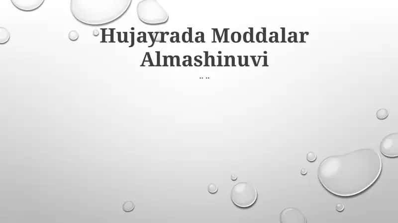 Hujayrada Moddalar Almashinuvi