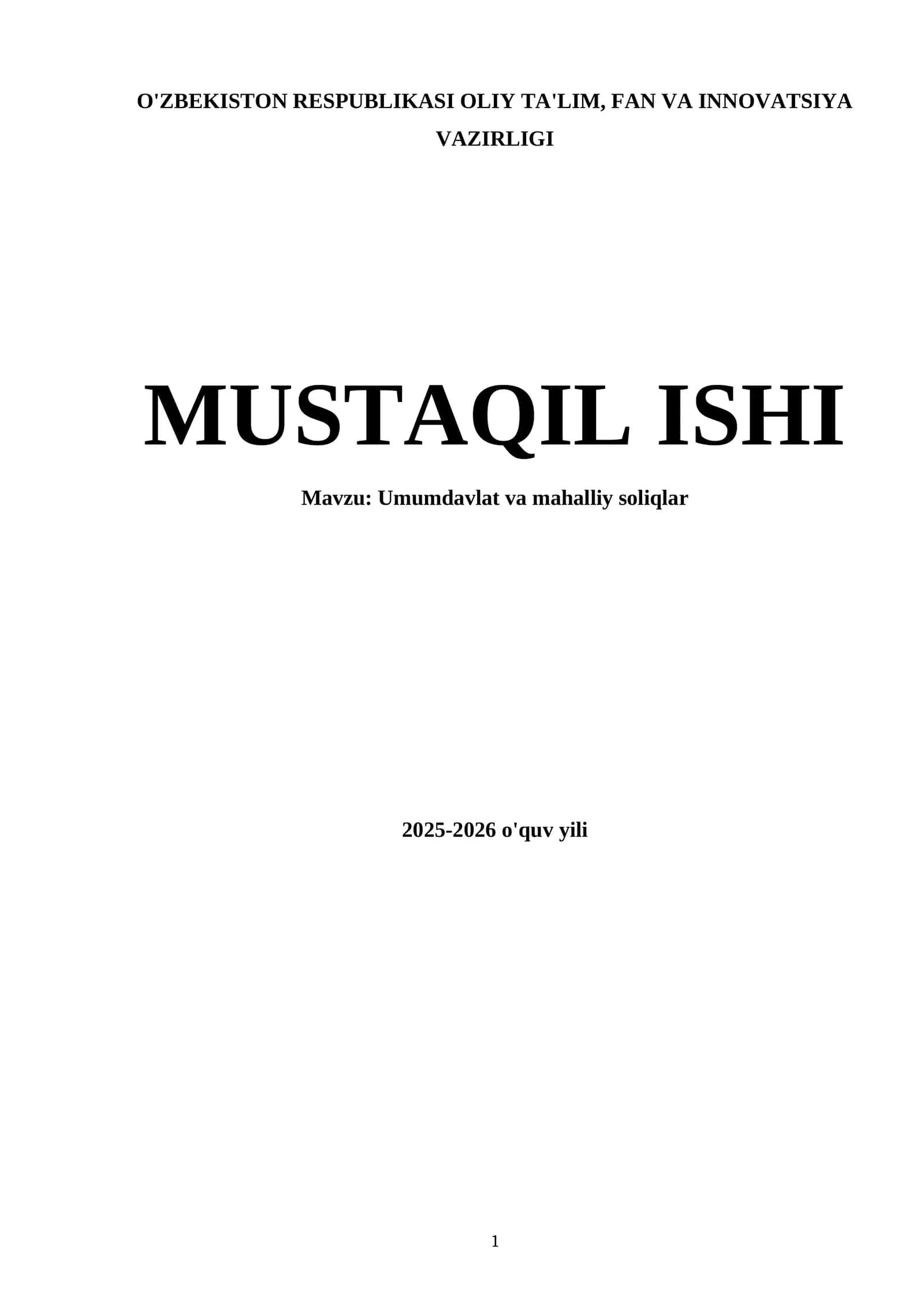 Umumdavlat va mahalliy soliqlar