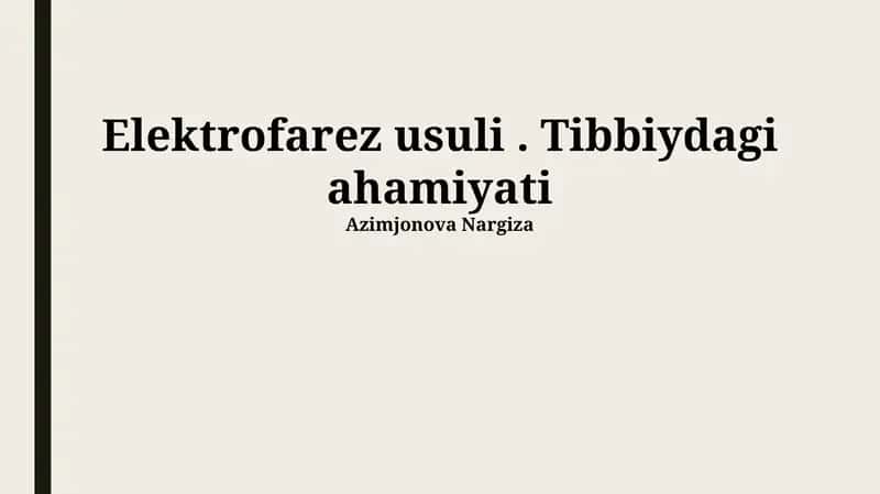 Elektrofarez usuli. Tibbiydagi ahamiyati