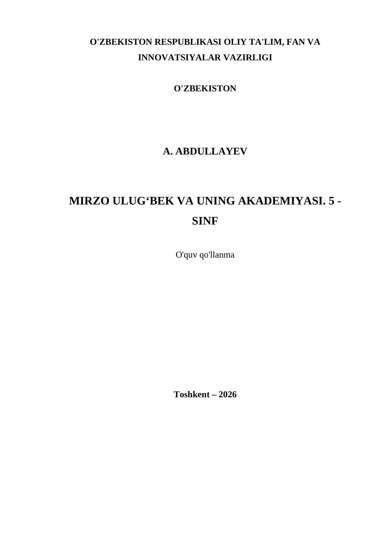 MIRZO ULUG‘BEK VA UNING AKADEMIYASI. 5 - SINF