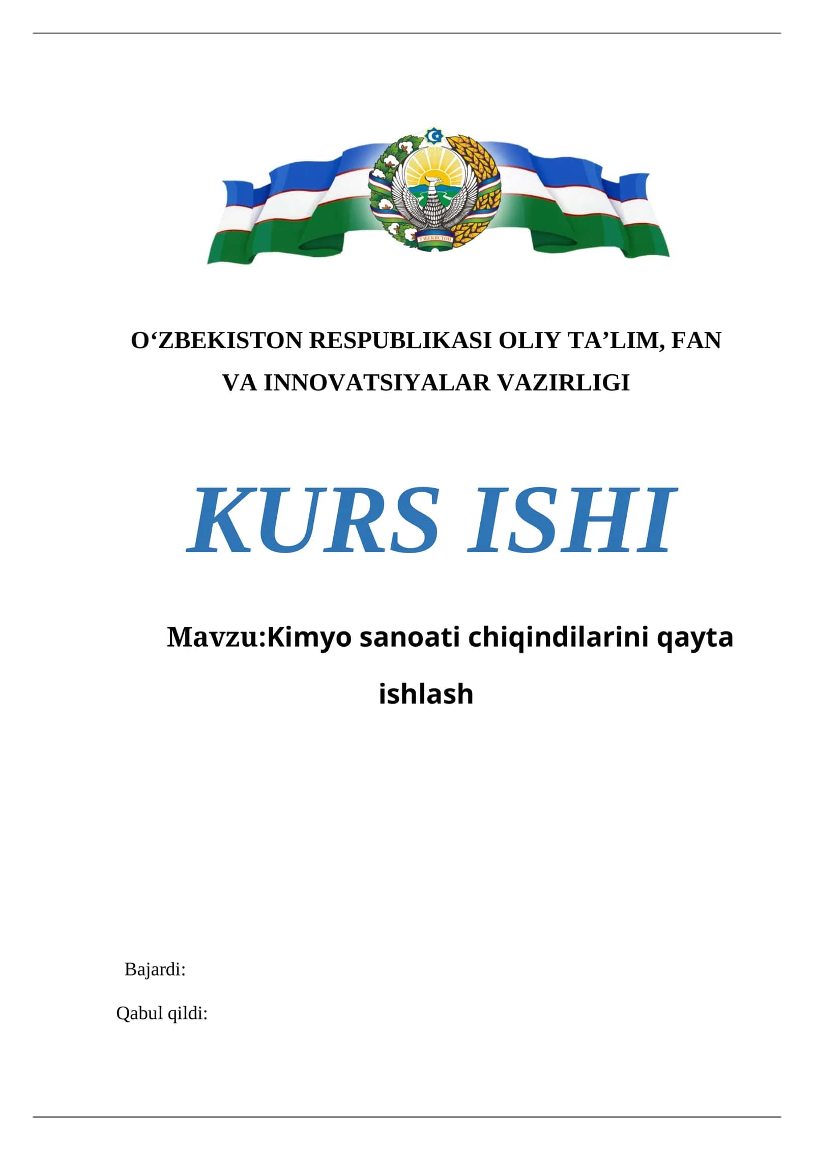 Kimyo sanoati chiqindilarini qayta ishlash