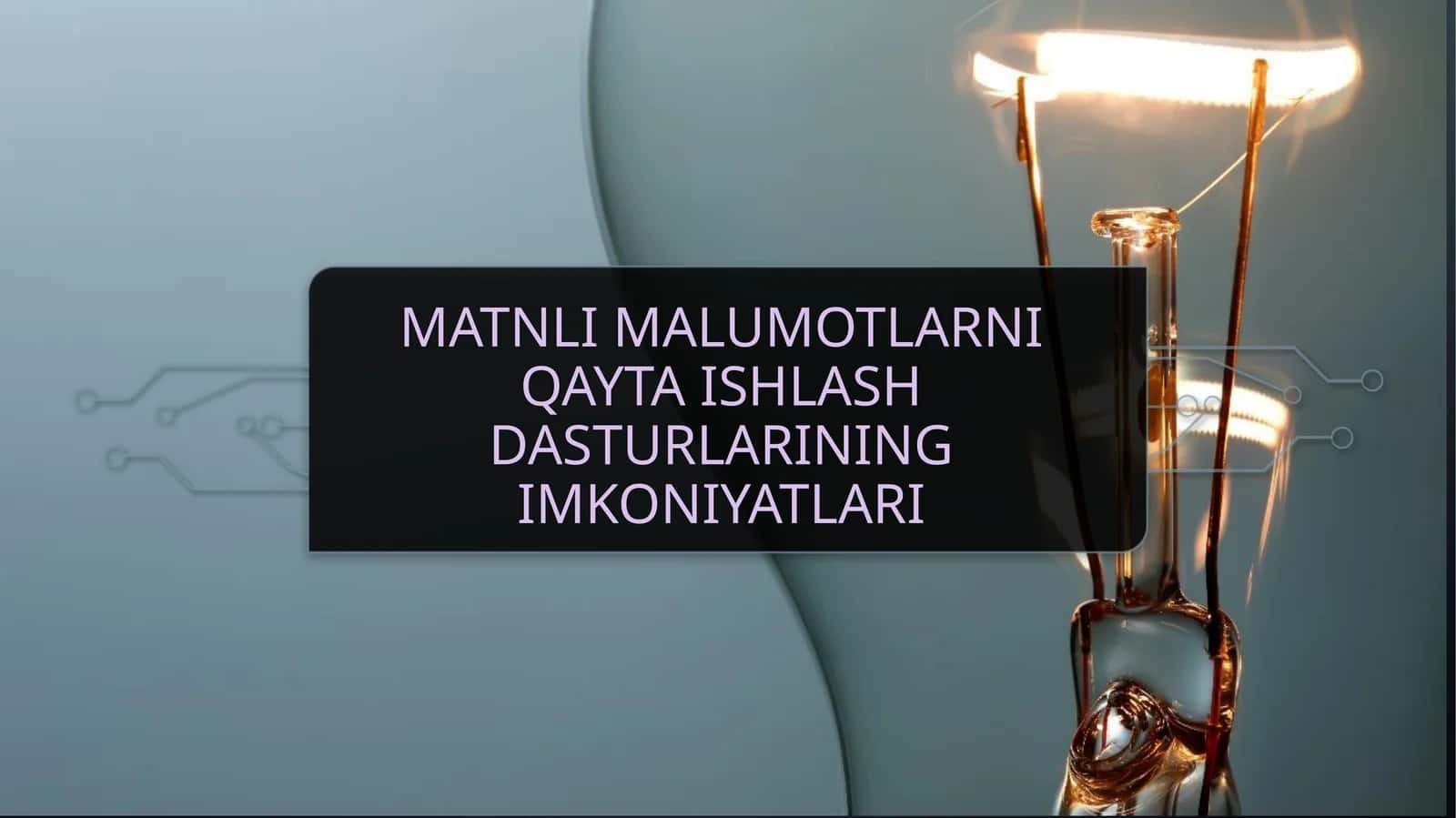 MATNLI MALUMOTLARNI QAYTA ISHLASH DASTURLARINING IMKONIYATLARI