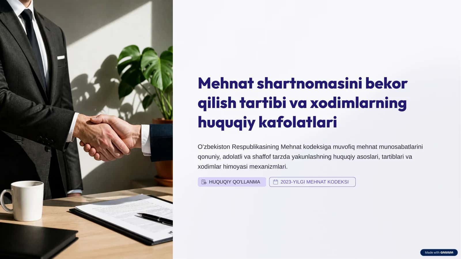 Mehnat shartnomasini bekor qilish tartibi va xodimlarning huquqiy kafolatlari