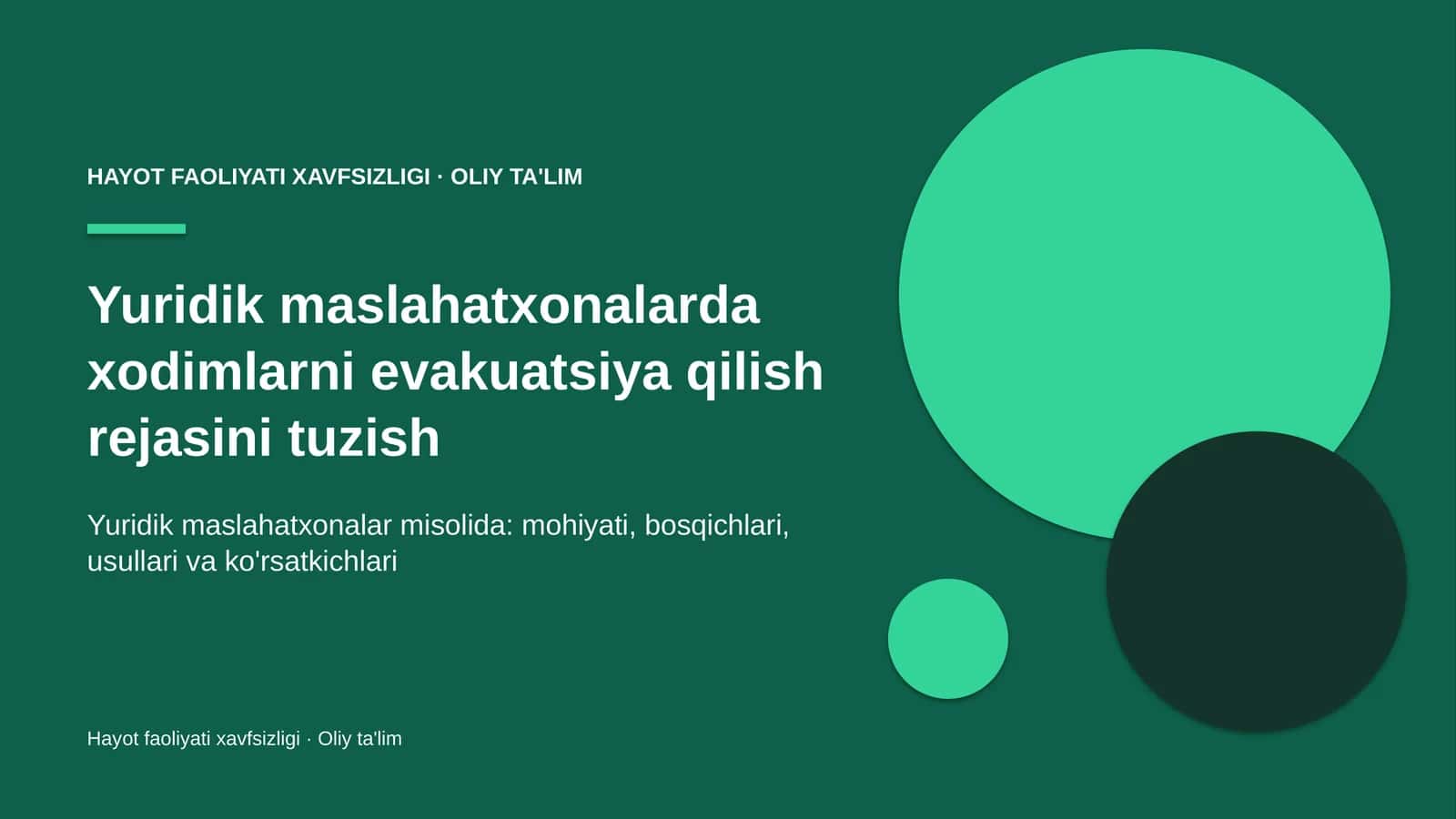 Yuridik maslahatxonalarda xodimlarni evakuatsiya qilish rejasini tuzish