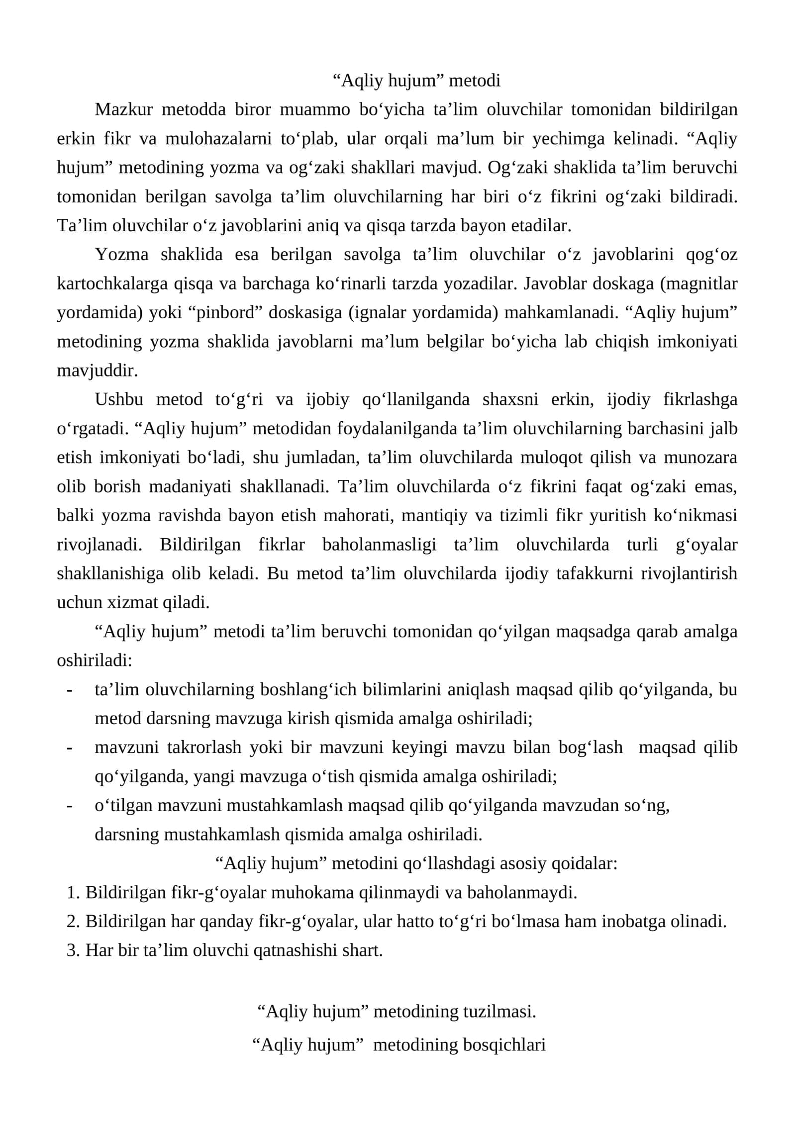 “Aqliy hujum” metodi