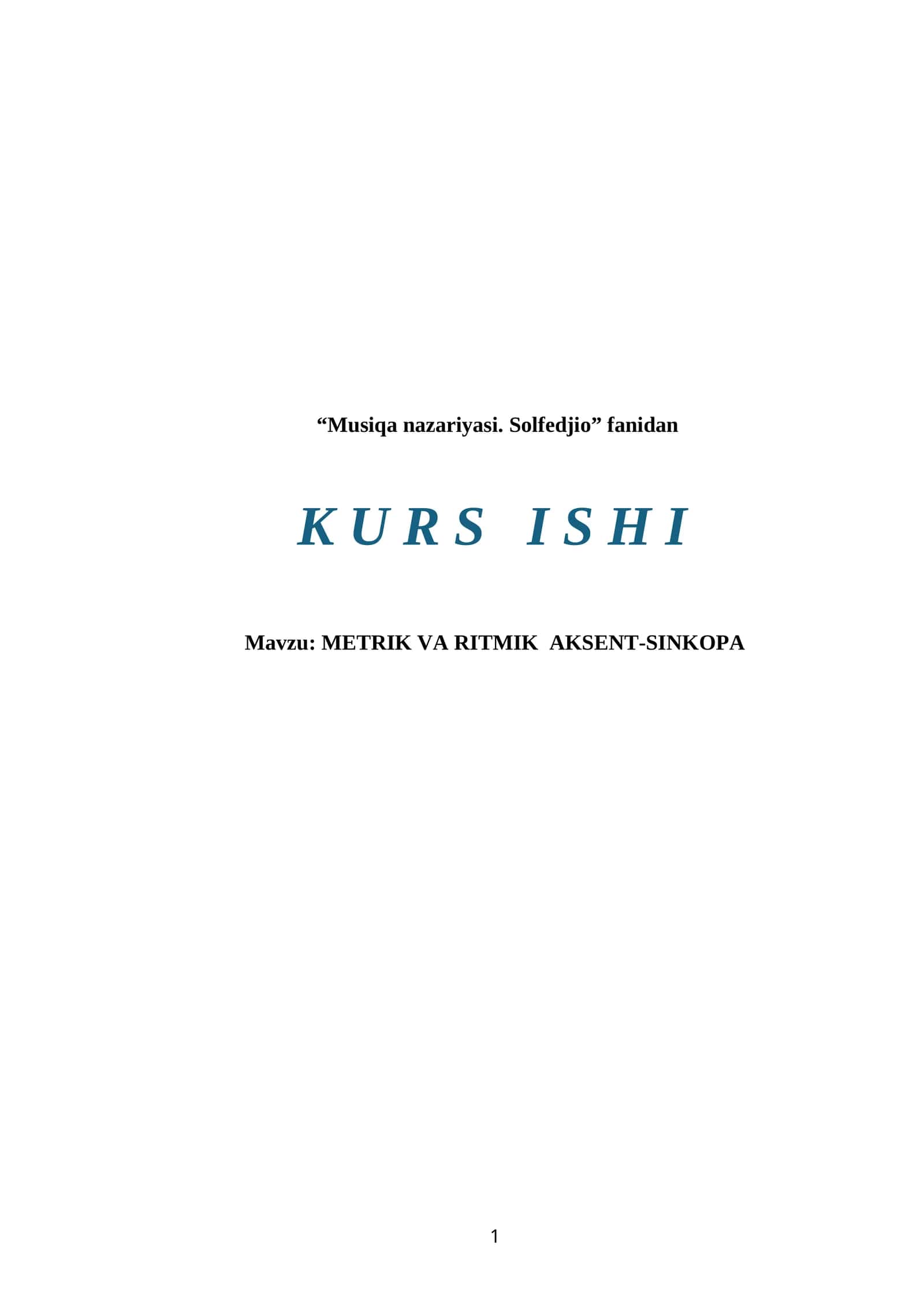 METRIK VA RITMIK AKSENT-SINKOPA