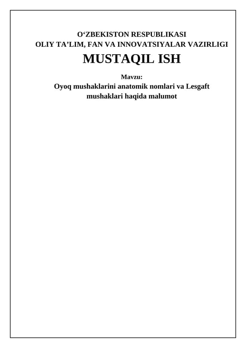 Oyoq mushaklarining anatomiyasi