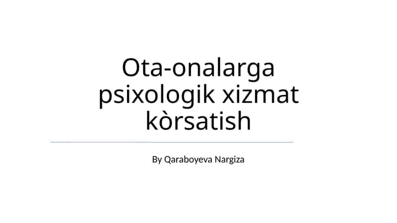 Oilaviy Psixologik Yordam