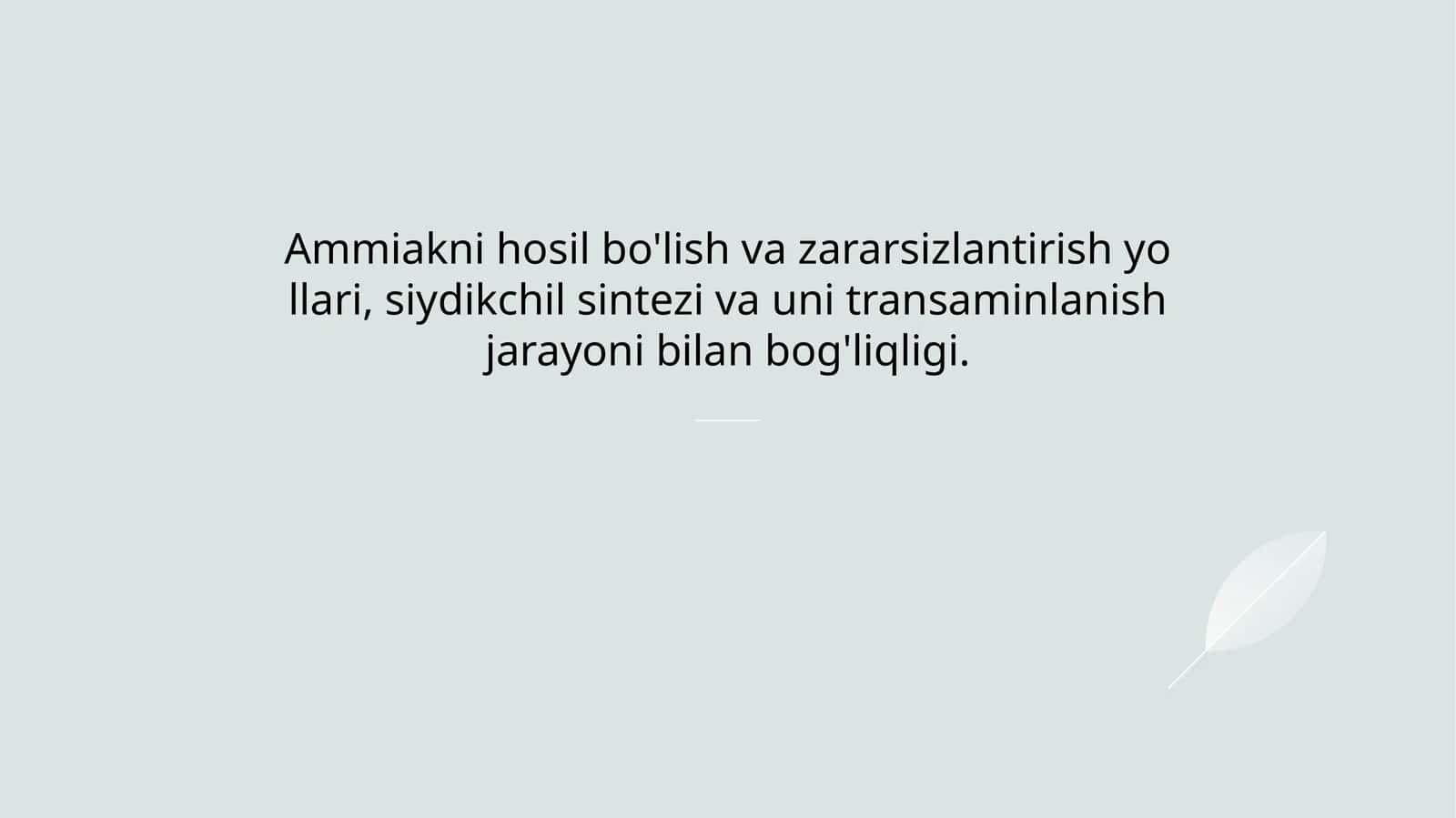 Ammiak hosil bo'lish jarayoni