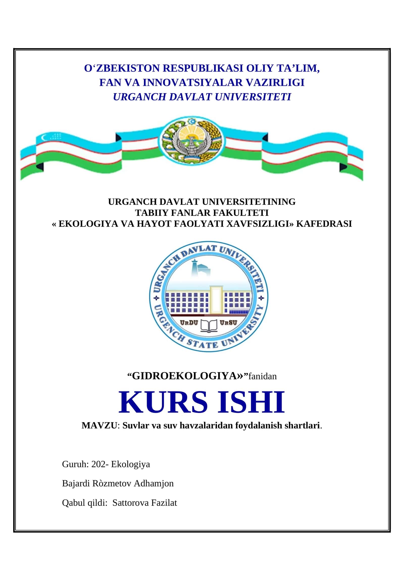 Suvlar va suv havzalaridan foydalanish shartlari