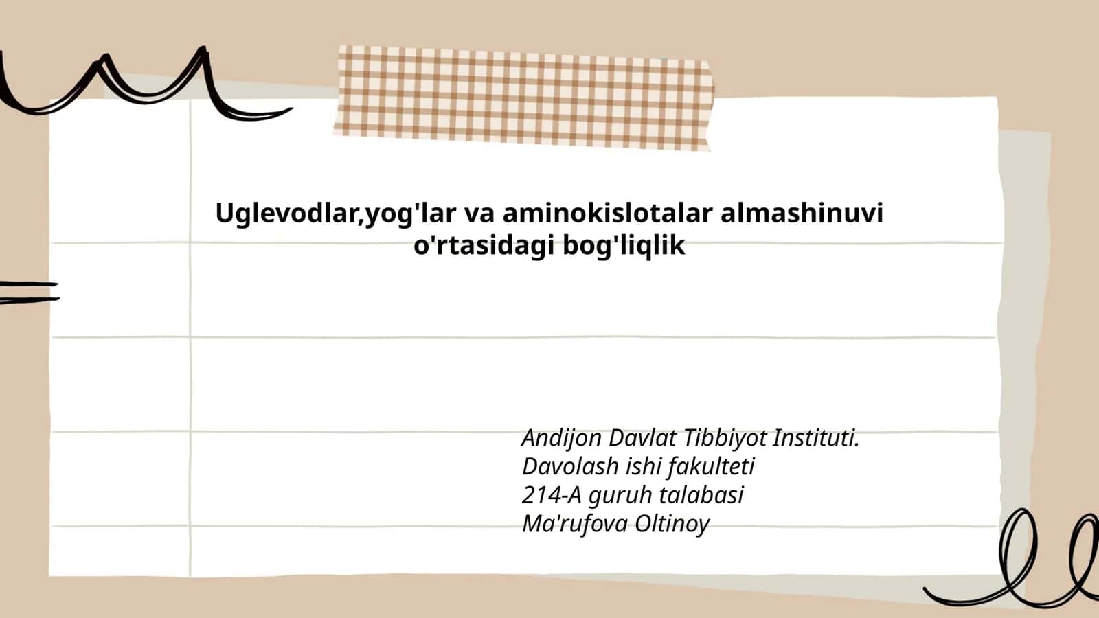 Uglevodlar,yog'lar va aminokislotalar almashinuvi o'rtasidagi bog'liqlik