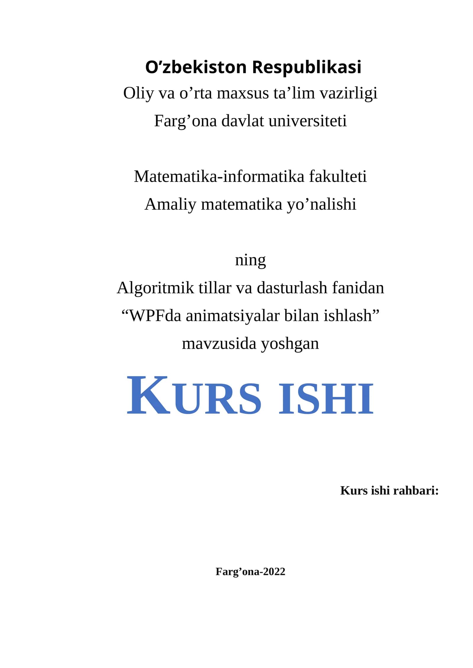 WPFda animatsiyalar bilan ishlash