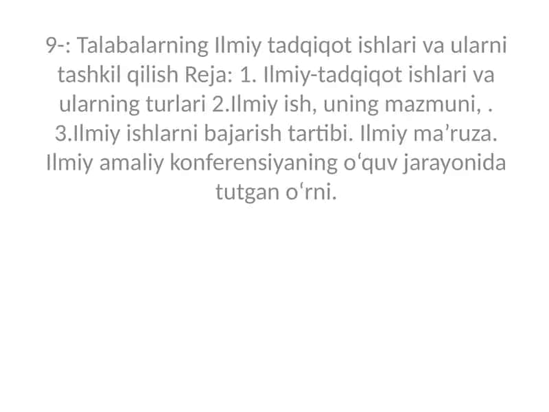 Ilmiy tadqiqot ishlari va ularni tashkil qilish