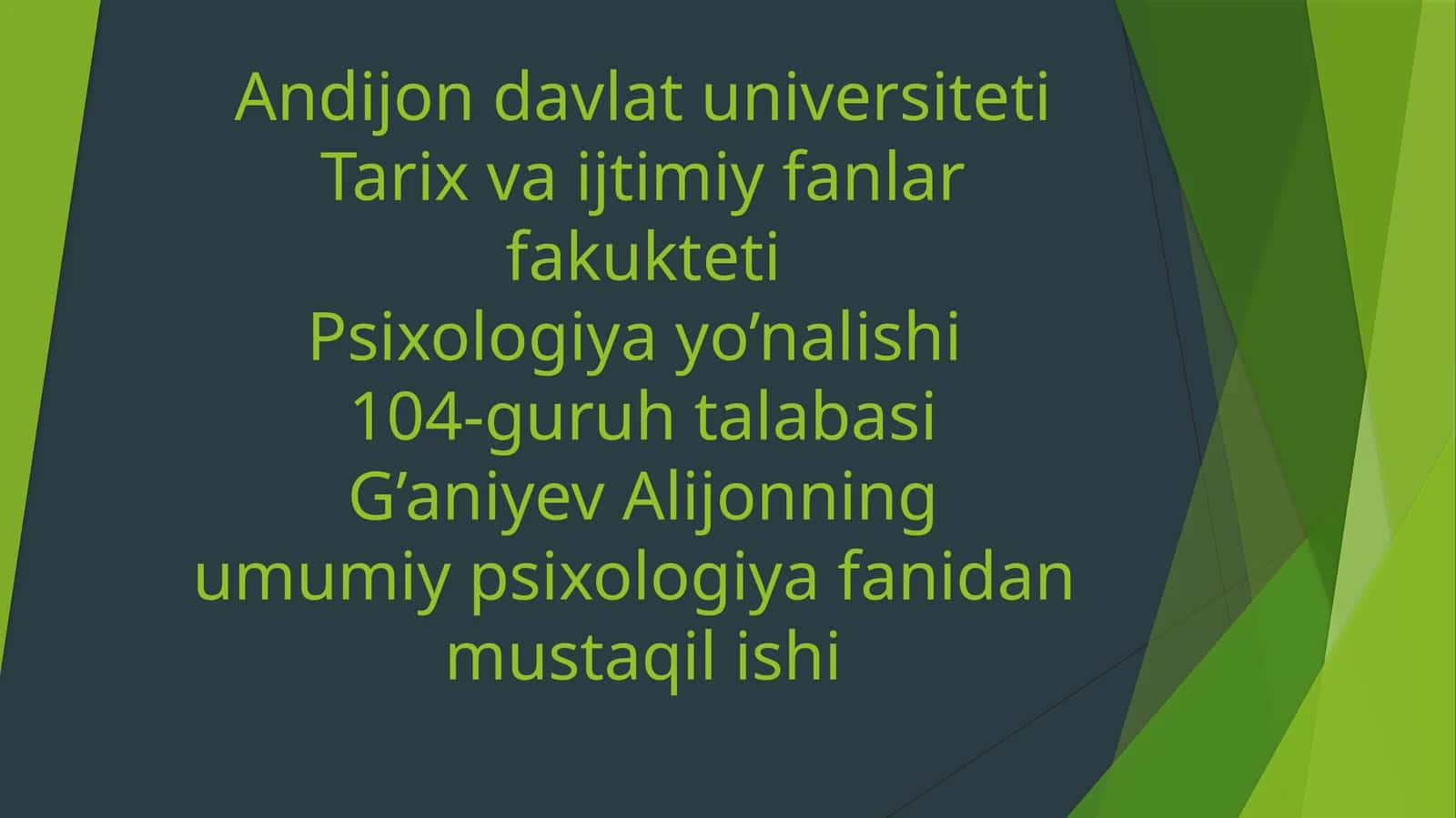 Shaxsga faktorli yondashuvlar