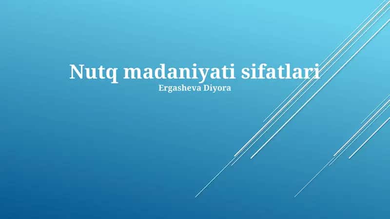Nutq Madaniyatini Rivojlantirish
