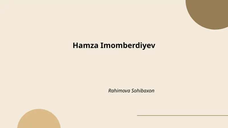 Hamza Imomberdiyevning hayoti va biografiyasi