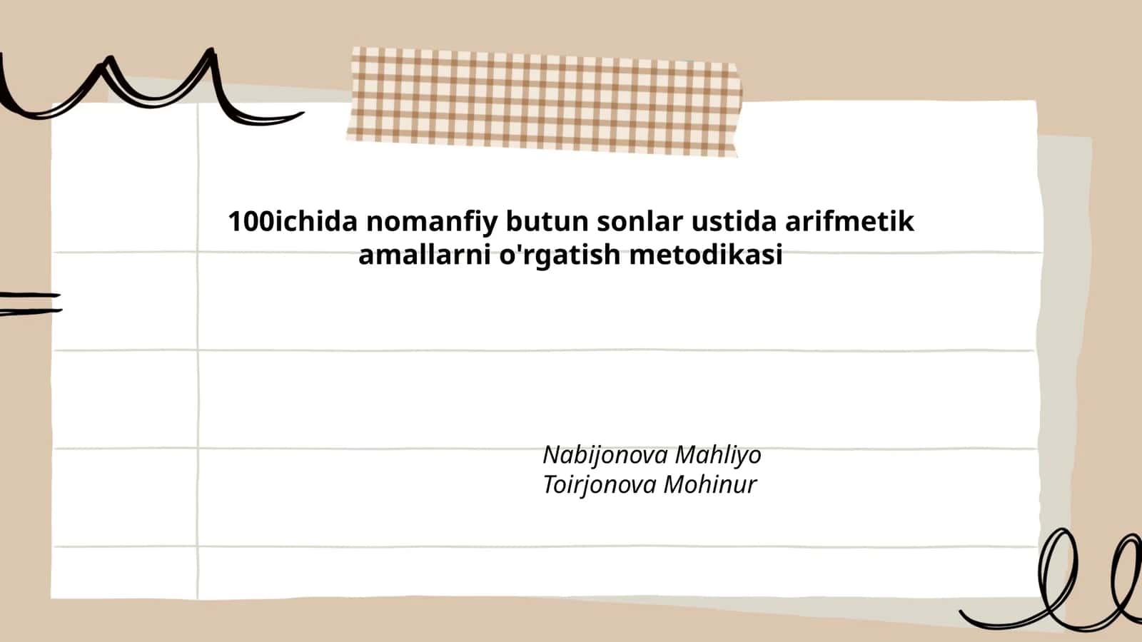 100ichida nomanfiy butun sonlar ustida arifmetik amallarni o'rgatish metodikasi