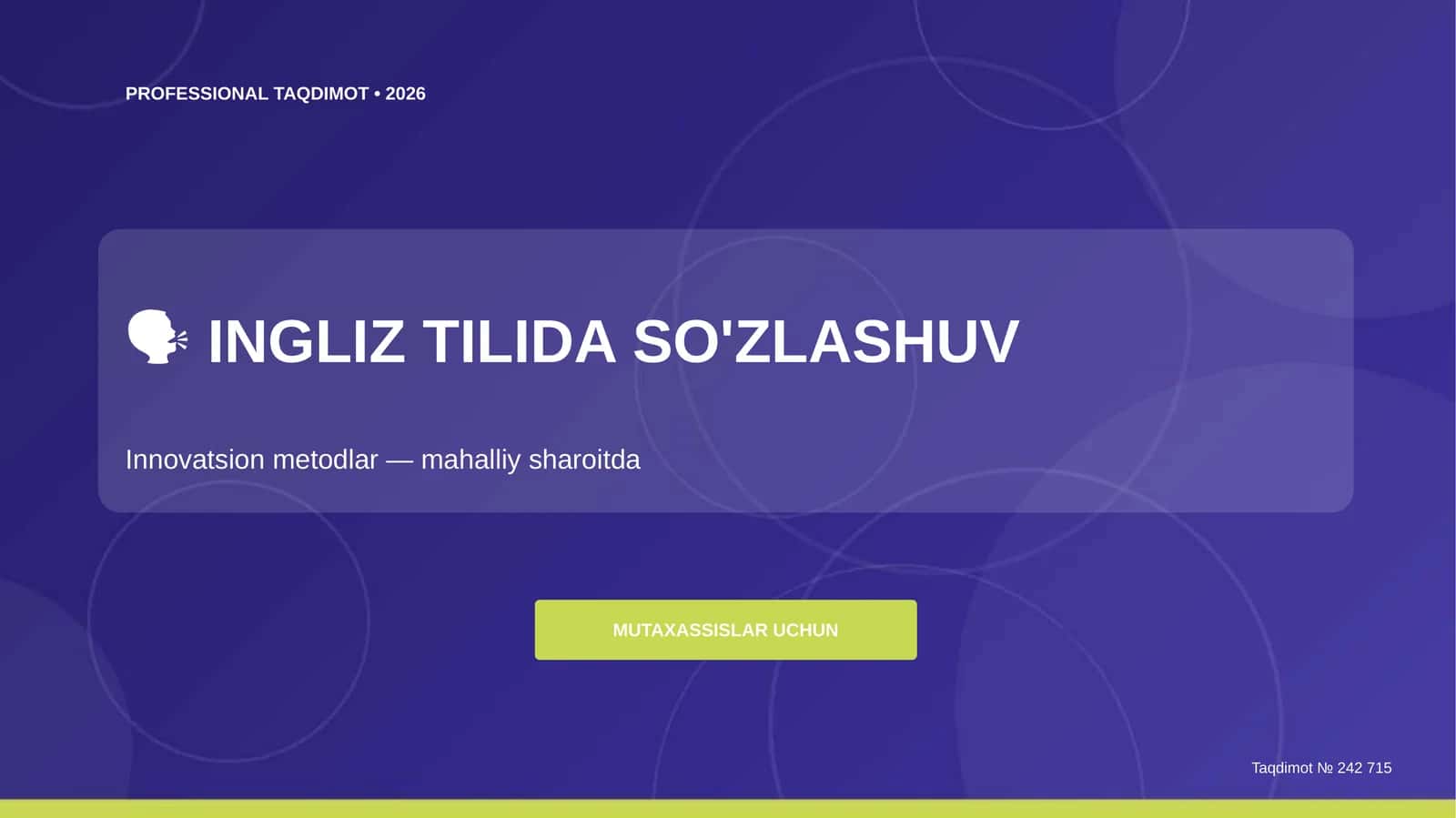 INGLIZ TILIDA SO'ZLASHUV