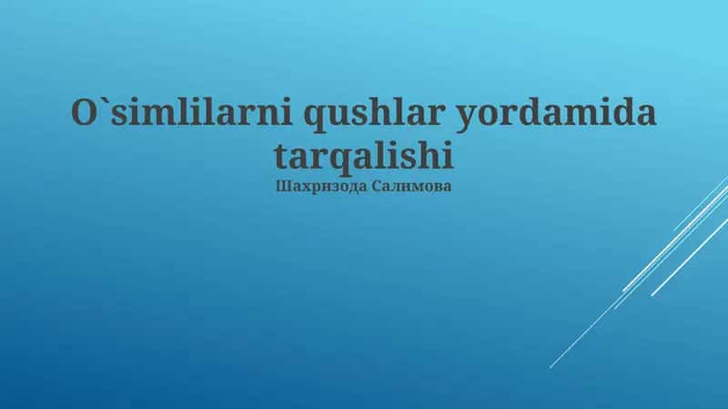 Oʻsimlilarni qushlar yordamida tarqalishi