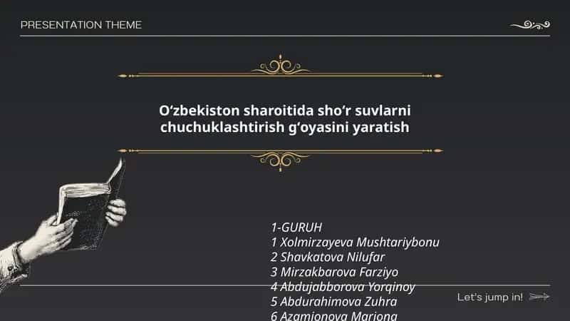 Oʻzbekiston sharoitida shoʻr suvlarni chuchuklashtirish gʻoyasini yaratish