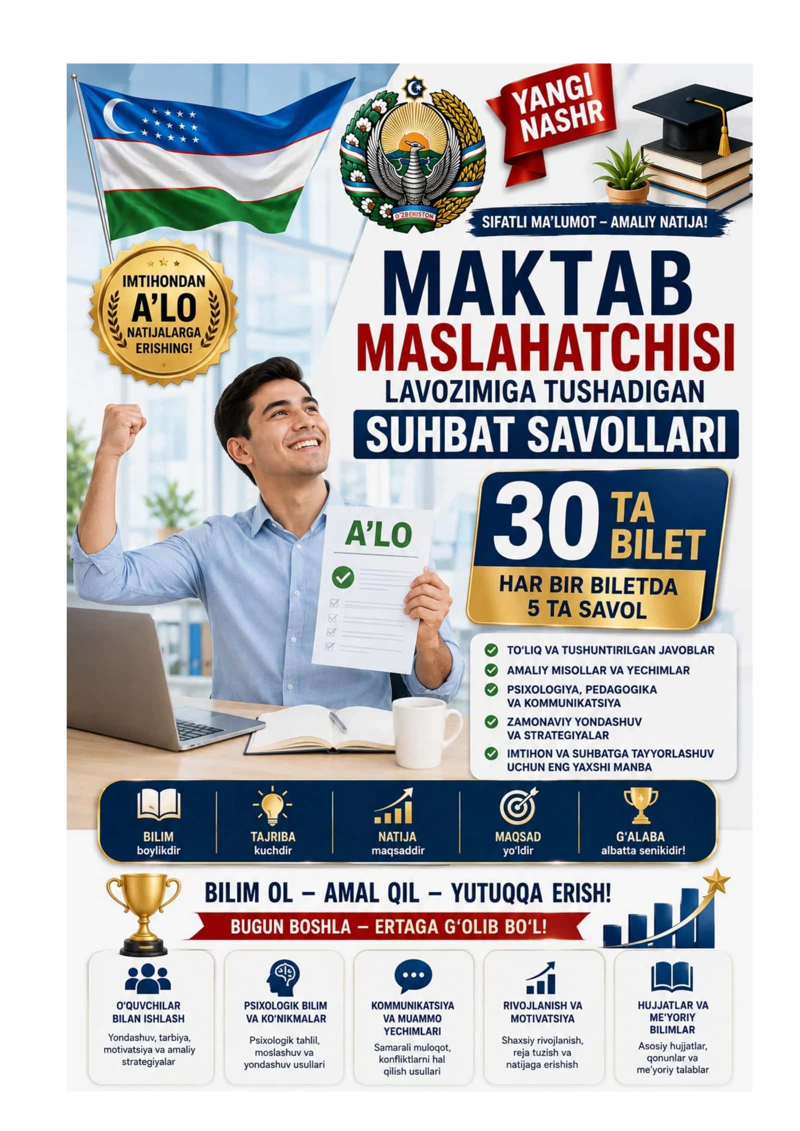 Maktab maslaxatchisi suxbat savollari biletlar javoblari bilan