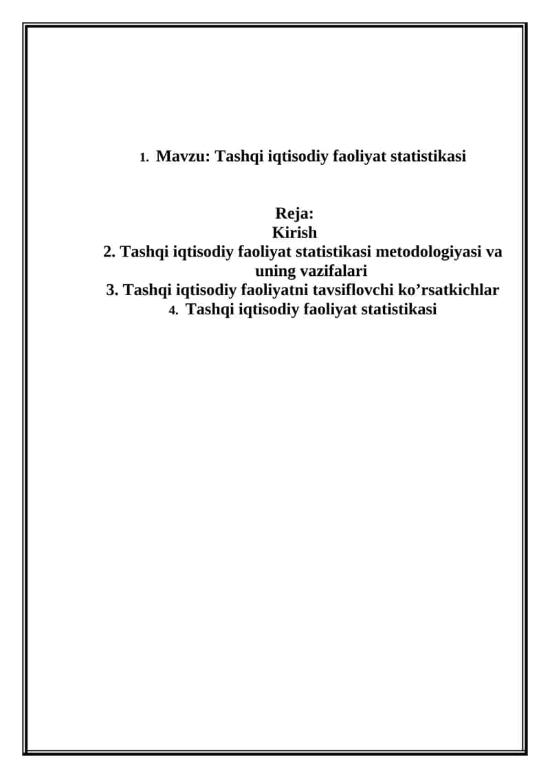 Tashqi iqtisodiy faoliyat statistikasi