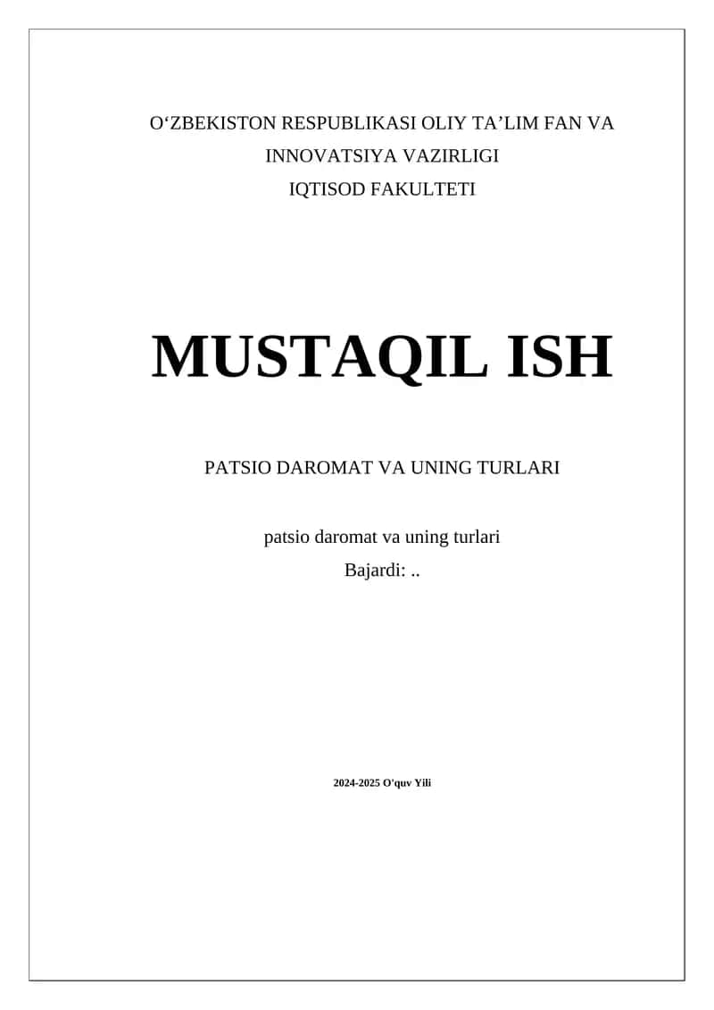 Patsio daromat va uning turlari