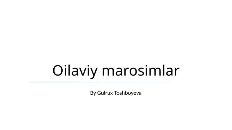 Oilaviy marosimlar