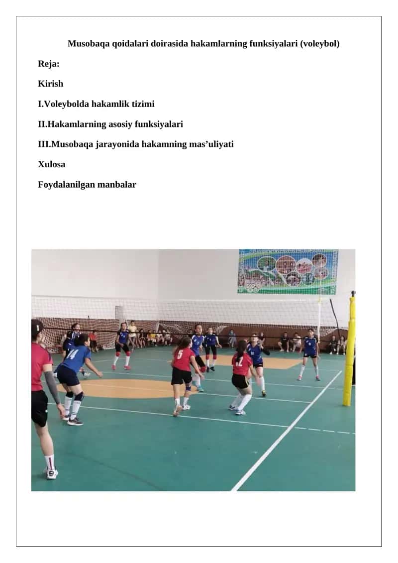 Voleybol hakamlarining funksiyalari