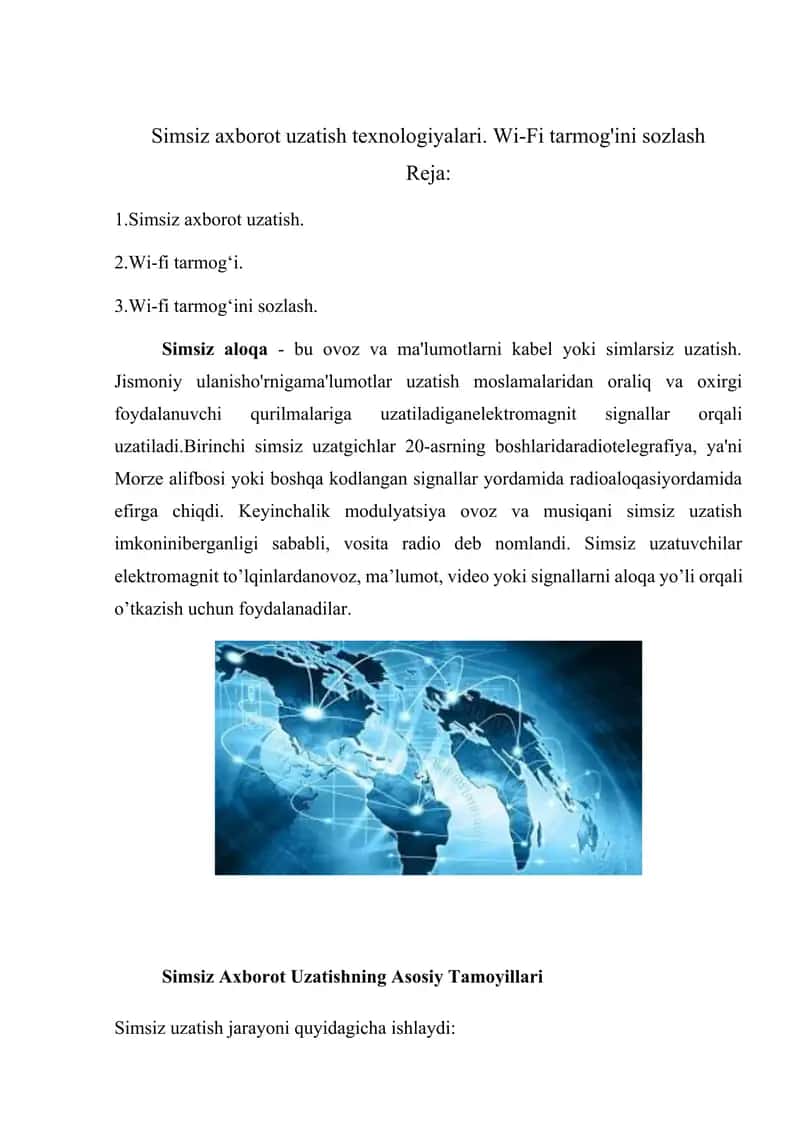 Simsiz Axborot Uzatish