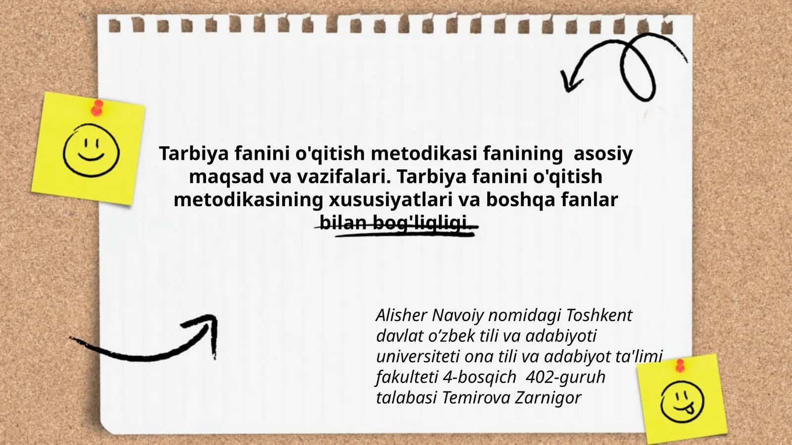 Tarbiya fanini o'qitish metodikasi fanining asosiy maqsad va vazifalari. Tarbiya fanini o'qitish metodikasining xususiyatlari va boshqa fanlar bilan bog'liqligi