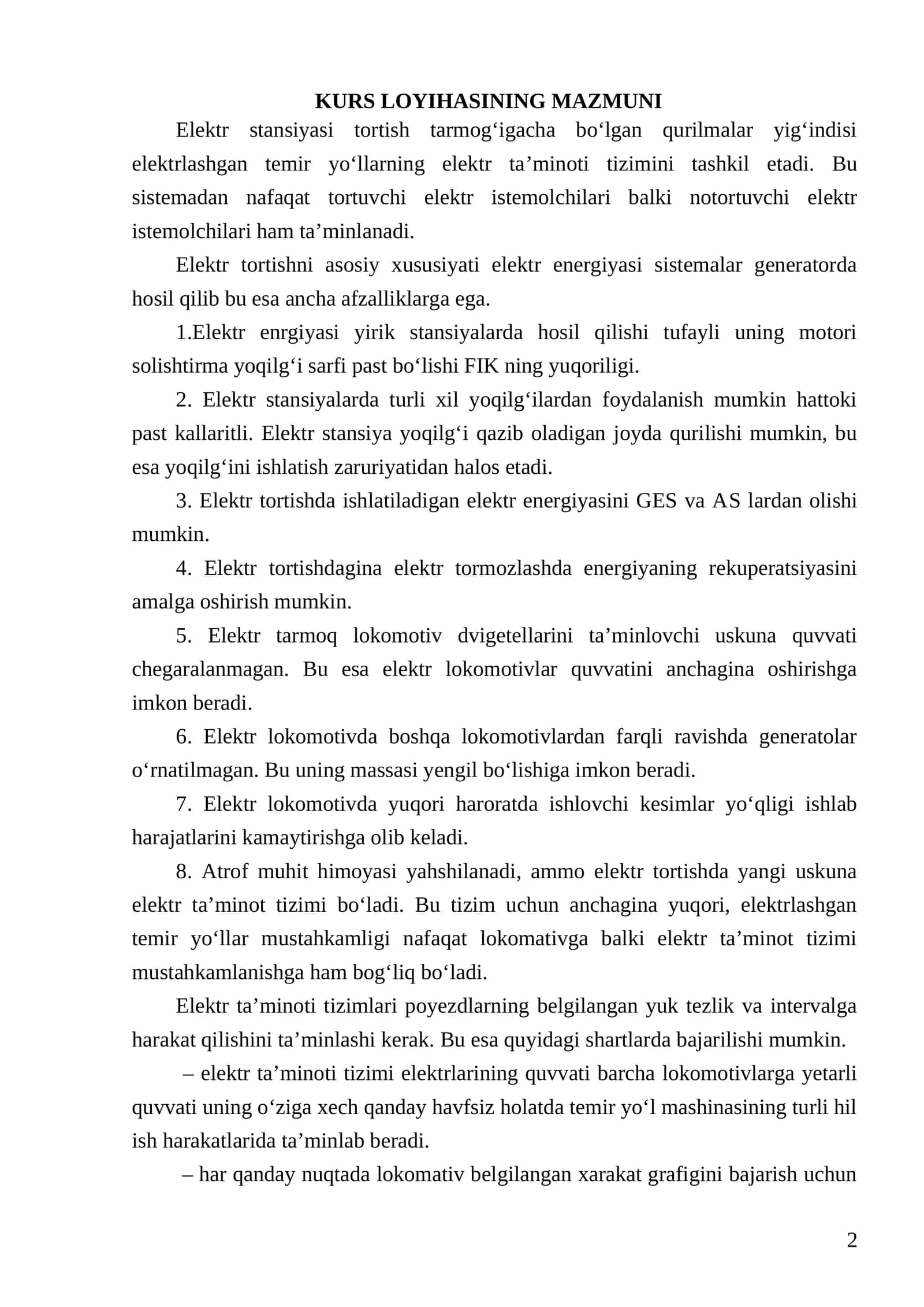 Elektr stansiyasi tortish tarmog‘i
