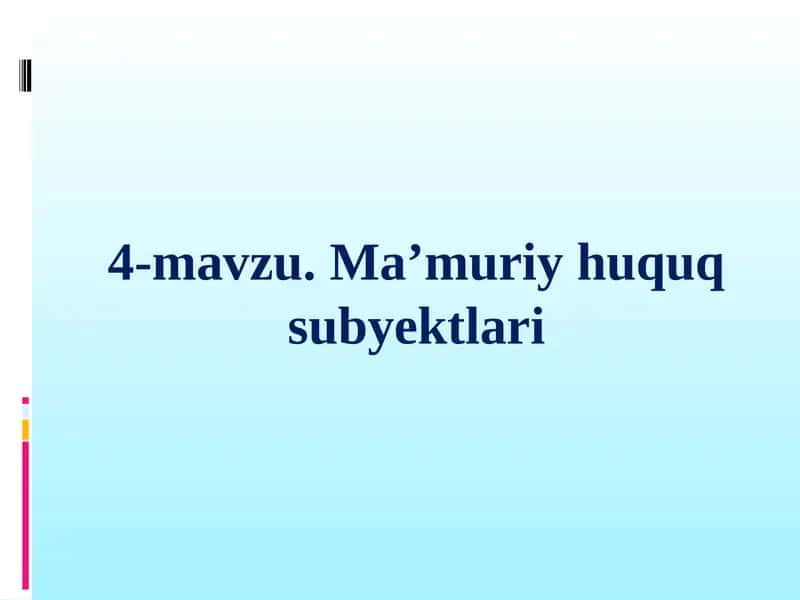 Ma'muriy huquq subyektlari