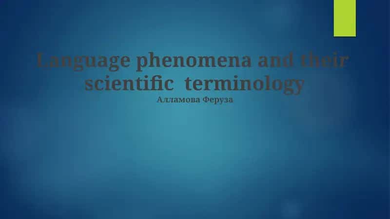 Language phenomena and their scientific terminology