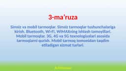 Simsiz va mobil tarmoqlar